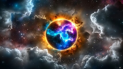 Cosmic space illumination awe-inspiring digital art of the galactic core and stellar viewpoint