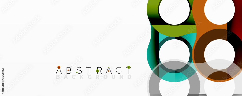 Poster Abstract geometric pattern with interlocking circular and tubular shapes featuring smooth gradients, sharp contrasts, and dynamic layering