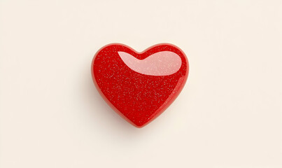 Obraz premium Shiny Red Heart with Sparkling Glitter Border on Soft Background