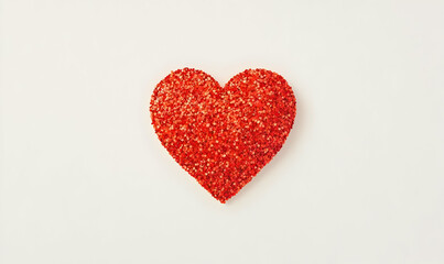 Obraz premium Shiny Red Heart with Sparkling Glitter Border on White Background