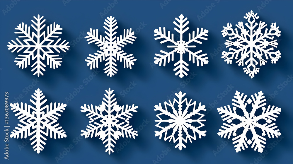 Poster elegant snowflake patterns on transparent background for design use