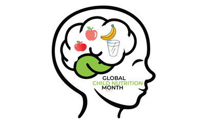 Global Child Nutrition Month. background, banner, card, poster, template, Vector, illustration.