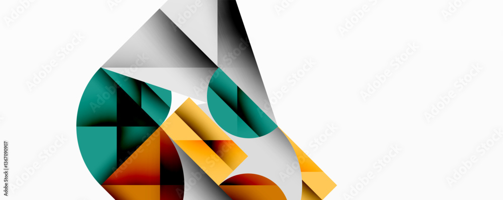 Aufkleber Modern abstract composition with layered circles and angular segments featuring gradients, transparency effects, and a structured geometric layout