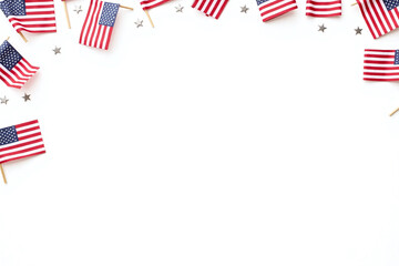 Fototapeta premium american flags and stars on a white background