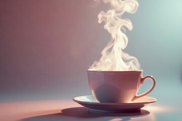 Steam rises from a cup as smoke floats upwards gently in air, smoke, steam