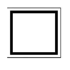 Bold black and white square frame outline with a minimalist and modern aesthetic.