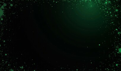 Obraz premium Ethereal green particles softly illuminate a dark background creating a mystical ambiance.. AI Generated