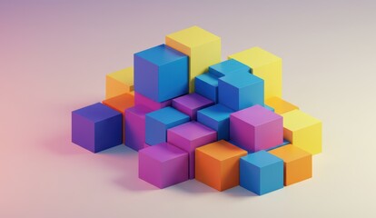 Colorful geometric blocks arranged in playful abstract composition conveying creativity and modern design aesthetics.