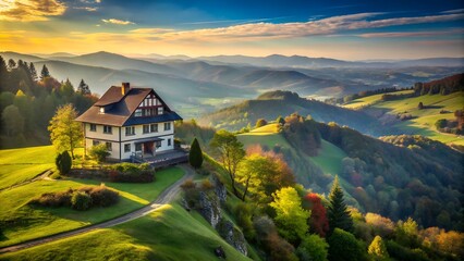 Fototapeta premium mountain landscape with lake and mountains
