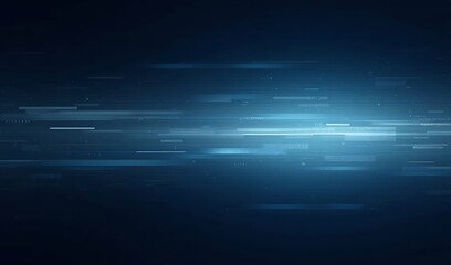 Abstract Blue Light Streaks Dynamically Flowing Across Dark Background. AI Generated