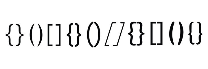 Bracket icon collection. Quote box frame. Black bracket set. Set of Text brackets design. Icons vintage typography symbol. Vector illustration.