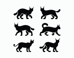 Versatile Lynx Silhouette Template Set on White Background