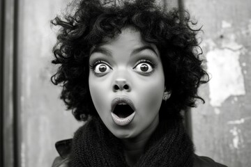 Lovely very stunned black girl - for ads, ad page and web marketing use. Commercial digital ads idea art. Short haircut - curly hair. Black beauty commercial. Fashion advertising black woman.