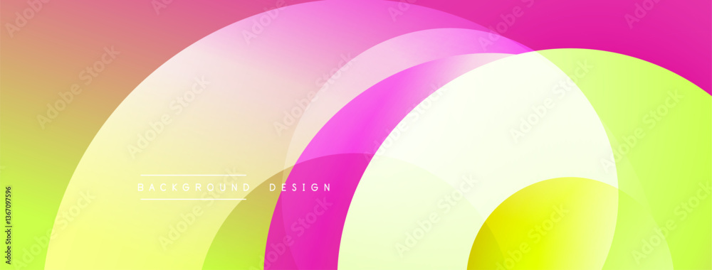 Fototapete Abstract composition with layered circular elements, blending gradients and soft transitions, creating a sense of depth, motion, and visual harmony