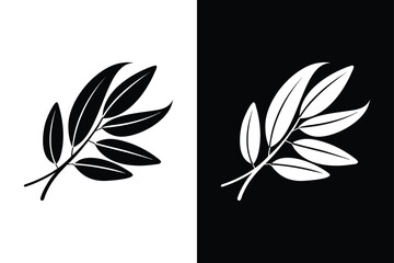 Minimalist Olive Logo. Botanical Branch Silhouette Illustration