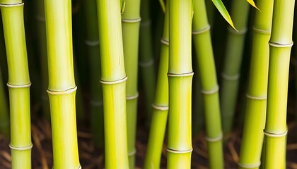 Fototapeta premium Serene Bamboo Forest Vertical Stalks Abstract Pattern in Natural Green and Yellow Color Harmony