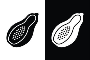 Papaya Fruit Icon in Flat Design. Stylish Glyph Symbol for Branding