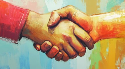 Close-Up of Handshake Between Two People in Casual Clothing Outdoors