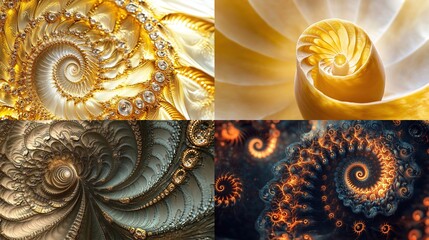 Golden spiral abstract collage.