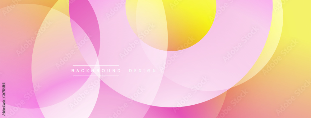 Fototapete Abstract composition with layered circular elements, blending gradients and soft transitions, creating a sense of depth, motion, and visual harmony