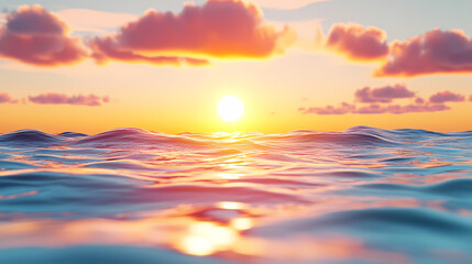 Fototapeta premium Beautiful Sunset over the Ocean Waves