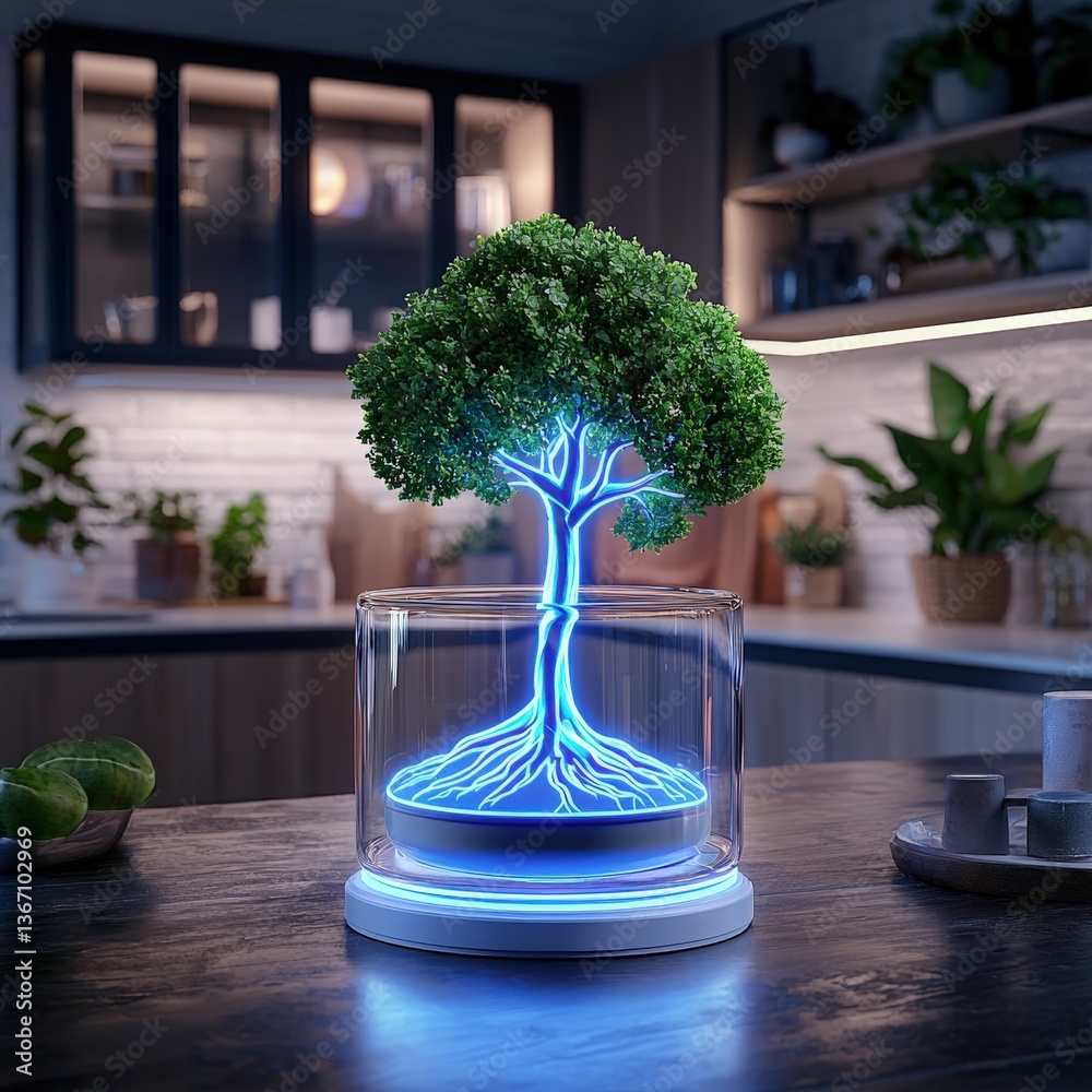 Poster elegant tree displayed in a transparent glass vase creating a unique centerpiece for any setting