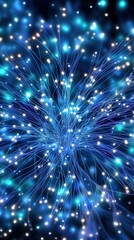 Spectacular blue fireworks display lighting up the night sky with sparkling effects and bright colors