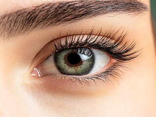 Obraz premium Closeup Green Eye with Long Lashes.