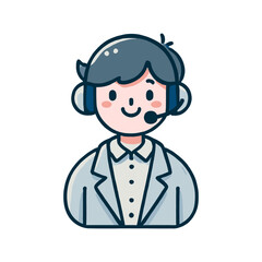 Smiling Customer Service Representative In Blue Uniform Wearing Headset