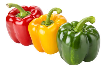 Colorful Bell Peppers, Red, Yellow, and Green.isolated on white