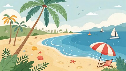 tropical beach with palm trees