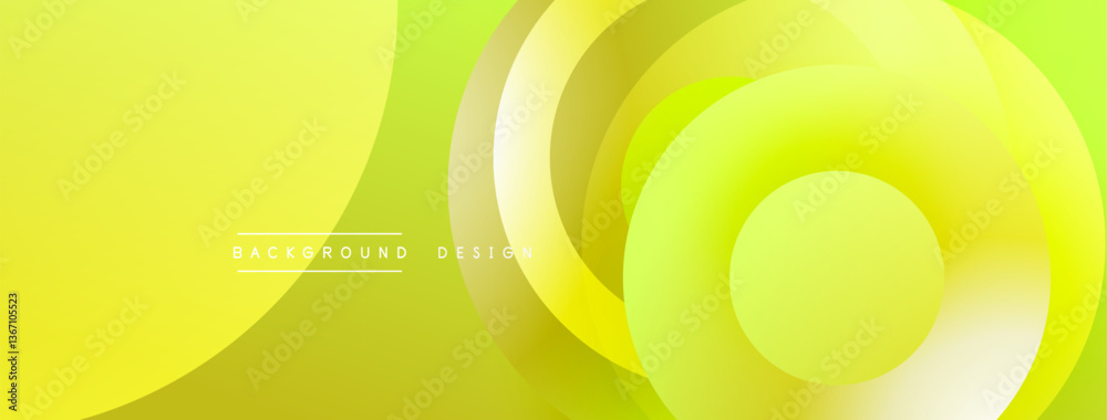 Fototapete Layered circular shapes in vivid colors form a gradient-rich abstract design with smooth transitions, depth effects, and a modern, futuristic aesthetic