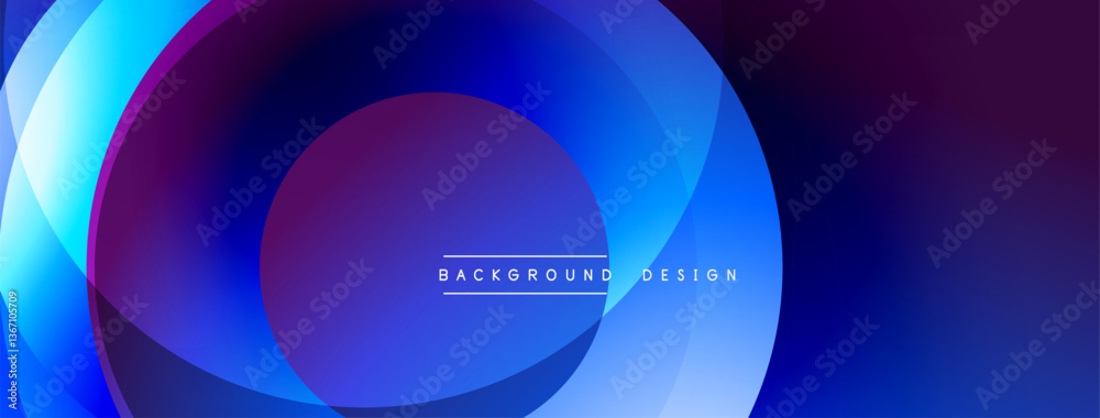 Aufkleber Layered circular shapes in vivid colors form a gradient-rich abstract design with smooth transitions, depth effects, and a modern, futuristic aesthetic