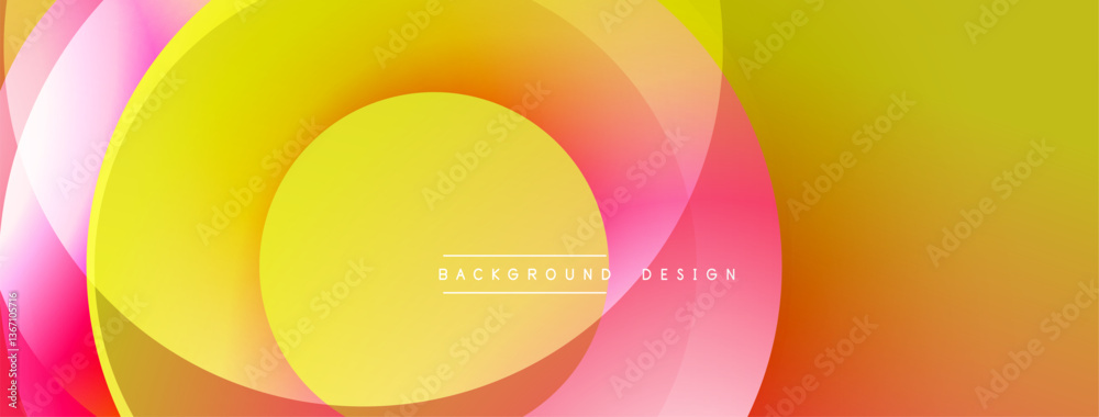 Poster Abstract composition with layered circular elements, blending gradients and soft transitions, creating a sense of depth, motion, and visual harmony