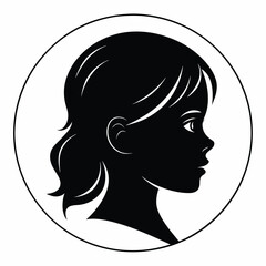 Black Silhouette of a Girl’s Face Vector Illustration