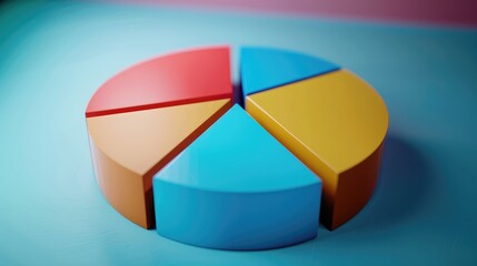 Obraz premium Vibrant 3D Colorful Pie Chart on Blue Background