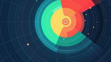 Colorful Circular Geometric Abstract Art with Dark Background