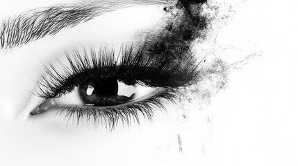 Fototapeta premium A close up of a woman's lashes with a black and white background illustration
