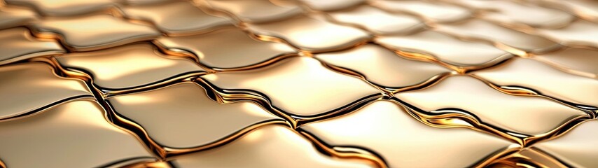 Fototapeta premium Abstract Illustration of Golden Puzzle Pieces with a Reflective Surface Creating a Captivating Visual Experience for Creative Projects