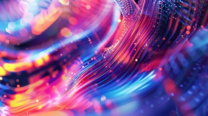 Dynamic Abstract Waves in Vibrant Multicolored Light Pattern