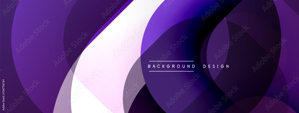 Fototapete Circular abstract design with overlapping translucent circles and round shapes, blending gradients and smooth curves, creating depth, contrast, and a dynamic visual effect