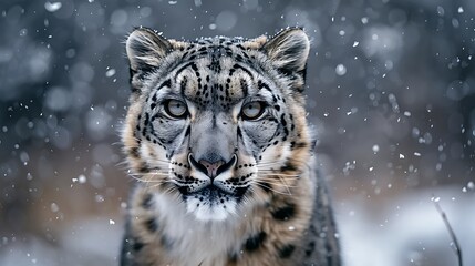 Fototapeta premium Majestic Snow Leopard in Its Natural Habitat