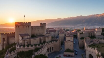 Fototapeta premium A Historic Fortress at the Edge of Twilight