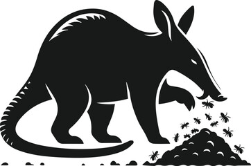 Aardvark silhouette animal vector