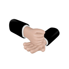 Hand gesture of a fist on palm, representing the concept of 3D knowledge or idea, isolated on a white background.
