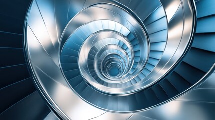 Abstract metallic spiral staircase design with infinite depth perspective. Infinity Staircases. Illustration illustration