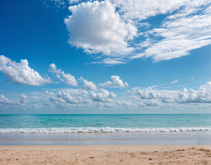 Fototapeta premium Sky, Cloud Sea Background, Summer banner Horizon water sea blue sky, Landscape nature clouds sunset sky