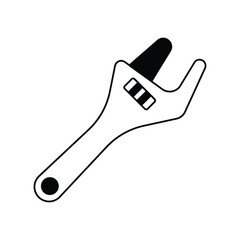 wrench glyph outline icon with white background vector stock illustration