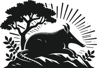 Aardvark silhouette animal vector
