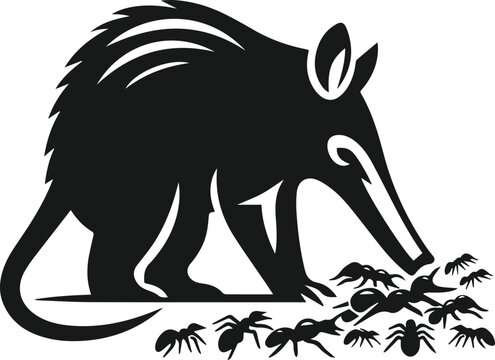 black anteater eating ants clip art preview